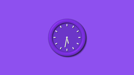 Purple color 12 hours 3d wall clock isolated on purple background,3d wall clock, Clock isolated