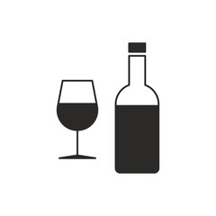 Wine bottle and wineglass icon. Beverage symbol modern, simple, vector, icon for website design, mobile app, ui. Vector Illustration
