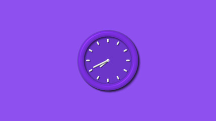 Purple color 12 hours 3d wall clock isolated on purple background,3d wall clock, Clock isolated