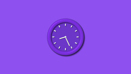 Purple color 12 hours 3d wall clock isolated on purple background,3d wall clock, Clock isolated