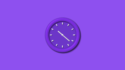 New purple color 3d wall clock isolated on purple background,3d wall clock