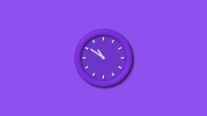 New purple color 3d wall clock isolated on purple background,3d wall clock