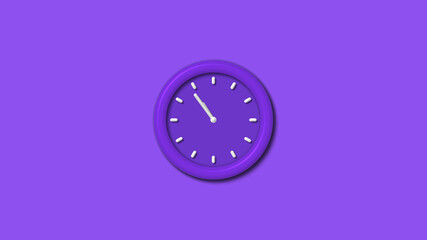 New purple color 3d wall clock isolated on purple background,3d wall clock