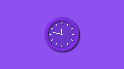 New purple color 3d wall clock isolated on purple background,3d wall clock