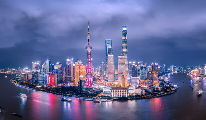 panoramic view of city skyline of Shanghai China