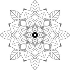 Easy Mandala coloring book simple and basic for beginners, seniors and children. Set of Mehndi flower pattern for Henna drawing and tattoo. Decoration in ethnic oriental, Indian style.