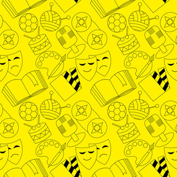 Seamless vector pattern with Hobbies and Creativity