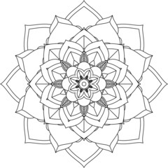 Easy Mandala coloring book simple and basic for beginners, seniors and children. Set of Mehndi flower pattern for Henna drawing and tattoo. Decoration in ethnic oriental, Indian style.