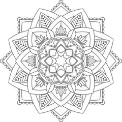 Easy Mandala coloring book simple and basic for beginners, seniors and children. Set of Mehndi flower pattern for Henna drawing and tattoo. Decoration in ethnic oriental, Indian style.