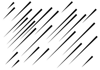 Púas negras cayendo en fondo blanco.