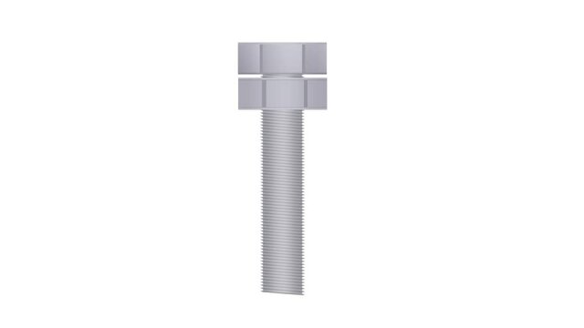 Construction fasteners. Bolt and nut animation, alpha channel enabled. Cartoon