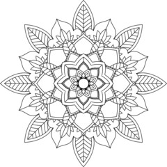 Easy Mandala coloring book simple and basic for beginners, seniors and children. Set of Mehndi flower pattern for Henna drawing and tattoo. Decoration in ethnic oriental, Indian style.