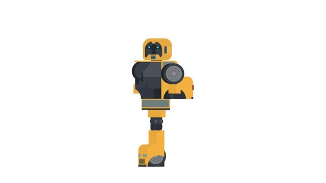 Transformer robot. Robot transformation animation, alpha channel enabled. Cartoon