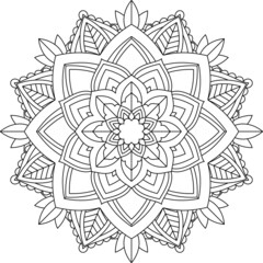 Easy Mandala coloring book simple and basic for beginners, seniors and children. Set of Mehndi flower pattern for Henna drawing and tattoo. Decoration in ethnic oriental, Indian style.