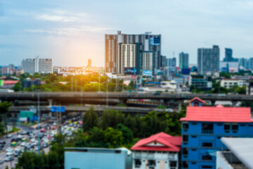 Naklejka premium blurred City house building Bangkok,Thailand