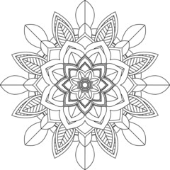 Easy Mandala coloring book simple and basic for beginners, seniors and children. Set of Mehndi flower pattern for Henna drawing and tattoo. Decoration in ethnic oriental, Indian style.
