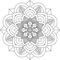 Easy Mandala coloring book simple and basic for beginners, seniors and children. Set of Mehndi flower pattern for Henna drawing and tattoo. Decoration in ethnic oriental, Indian style.