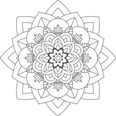 Easy Mandala coloring book simple and basic for beginners, seniors and children. Set of Mehndi flower pattern for Henna drawing and tattoo. Decoration in ethnic oriental, Indian style.