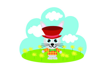 wiosna, królik, Wielkanoc, zajączek, palma, święconka, koszyczek, edukacja, przyroda, obrazek, ilustracja, naklejka © monikakosz