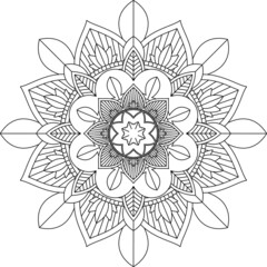 Easy Mandala coloring book simple and basic for beginners, seniors and children. Set of Mehndi flower pattern for Henna drawing and tattoo. Decoration in ethnic oriental, Indian style.