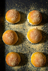 Fresh out of the oven delicious egg yolk pastry, in the room

