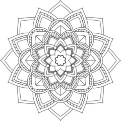 Easy Mandala coloring book simple and basic for beginners, seniors and children. Set of Mehndi flower pattern for Henna drawing and tattoo. Decoration in ethnic oriental, Indian style.