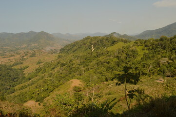 Obraz premium Hiking to Ciudad Perdida (The Lost City) in Colombias jungle and mountains of Sierre Nevada de Santa Marta 