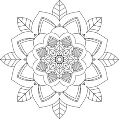 Easy Mandala coloring book simple and basic for beginners, seniors and children. Set of Mehndi flower pattern for Henna drawing and tattoo. Decoration in ethnic oriental, Indian style.