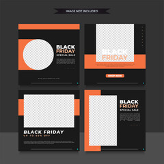 Set of Black Friday social media template with modern dynamic style, can be used for banner, flyer, or presentation