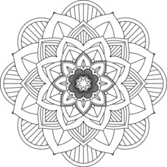 Easy Mandala coloring book simple and basic for beginners, seniors and children. Set of Mehndi flower pattern for Henna drawing and tattoo. Decoration in ethnic oriental, Indian style.