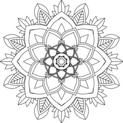 Easy Mandala coloring book simple and basic for beginners, seniors and children. Set of Mehndi flower pattern for Henna drawing and tattoo. Decoration in ethnic oriental, Indian style.
