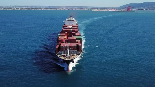 ULCV fully loaded with freight Container. Ultra-large container vessel.