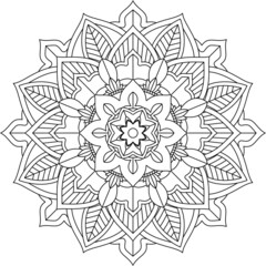Easy Mandala coloring book simple and basic for beginners, seniors and children. Set of Mehndi flower pattern for Henna drawing and tattoo. Decoration in ethnic oriental, Indian style.