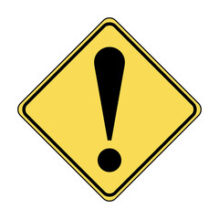Other danger ahead US road sign. Illustration of yellow diamond shaped warning traffic sign with exclamation mark inside. Caution icon vector design template isolated on background. Danger zone.