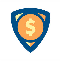 security shield icon vector. security shield with money icon .flat design style icon vector concept