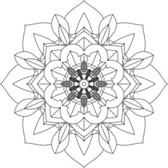 Easy Mandala coloring book simple and basic for beginners, seniors and children. Set of Mehndi flower pattern for Henna drawing and tattoo. Decoration in ethnic oriental, Indian style.