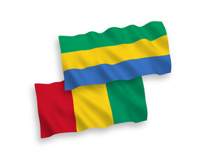 Flags of Guinea and Gabon on a white background