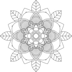 Easy Mandala coloring book simple and basic for beginners, seniors and children. Set of Mehndi flower pattern for Henna drawing and tattoo. Decoration in ethnic oriental, Indian style.