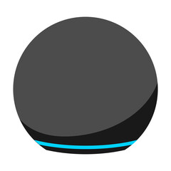 Round smart speaker virtual assistant flat vector color icon for apps and websites