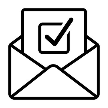 Absentee ballot vote by mail with envelope line art vector icon for voting apps and websites