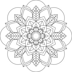 Easy Mandala coloring book simple and basic for beginners, seniors and children. Set of Mehndi flower pattern for Henna drawing and tattoo. Decoration in ethnic oriental, Indian style.