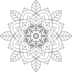 Easy Mandala coloring book simple and basic for beginners, seniors and children. Set of Mehndi flower pattern for Henna drawing and tattoo. Decoration in ethnic oriental, Indian style.