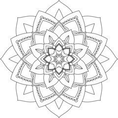 Easy Mandala coloring book simple and basic for beginners, seniors and children. Set of Mehndi flower pattern for Henna drawing and tattoo. Decoration in ethnic oriental, Indian style.