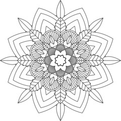 Easy Mandala coloring book simple and basic for beginners, seniors and children. Set of Mehndi flower pattern for Henna drawing and tattoo. Decoration in ethnic oriental, Indian style.