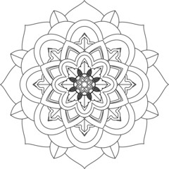 Easy Mandala coloring book simple and basic for beginners, seniors and children. Set of Mehndi flower pattern for Henna drawing and tattoo. Decoration in ethnic oriental, Indian style.