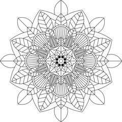 Easy Mandala coloring book simple and basic for beginners, seniors and children. Set of Mehndi flower pattern for Henna drawing and tattoo. Decoration in ethnic oriental, Indian style.