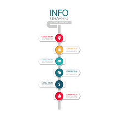 Vertical vector infographic template, 6 steps or options. Data presentation, business concept design for web, brochure, diagram.