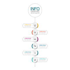 Vertical vector infographic template, 6 steps or options. Data presentation, business concept design for web, brochure, diagram.