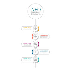 Vertical vector infographic template, 5 steps or options. Data presentation, business concept design for web, brochure, diagram.