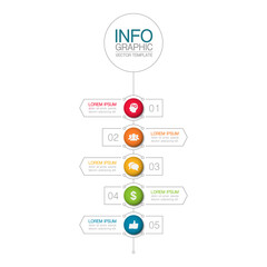 Vertical vector infographic template, 5 steps or options. Data presentation, business concept design for web, brochure, diagram.